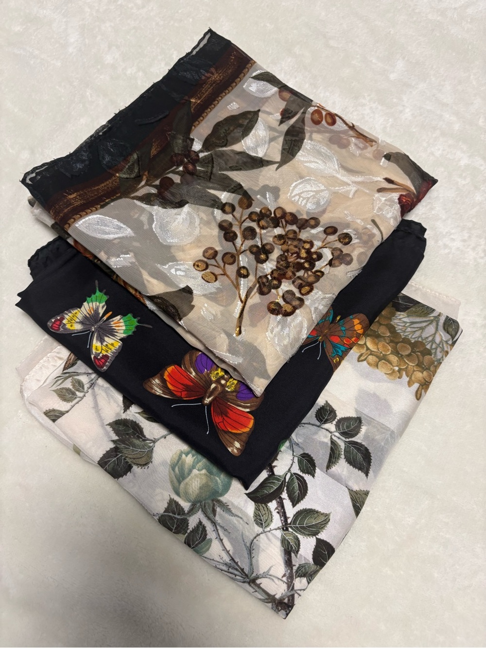 Vintage Museum Botanicals & Butterflies Scarf Bundle: Echo & Liz Claiborne